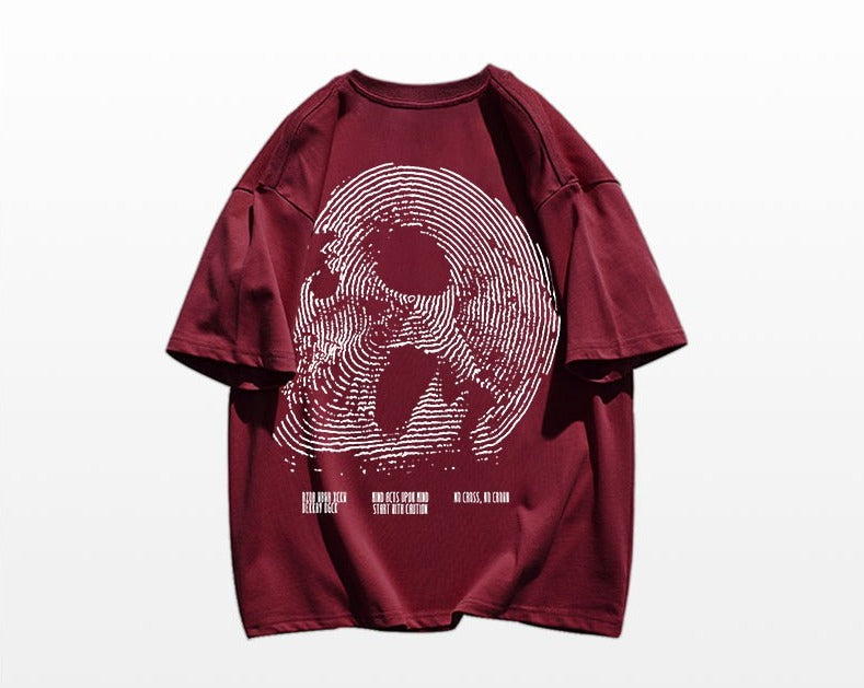 Oversize t-shirt vintage street hip-hop skull print cotton T-shirt