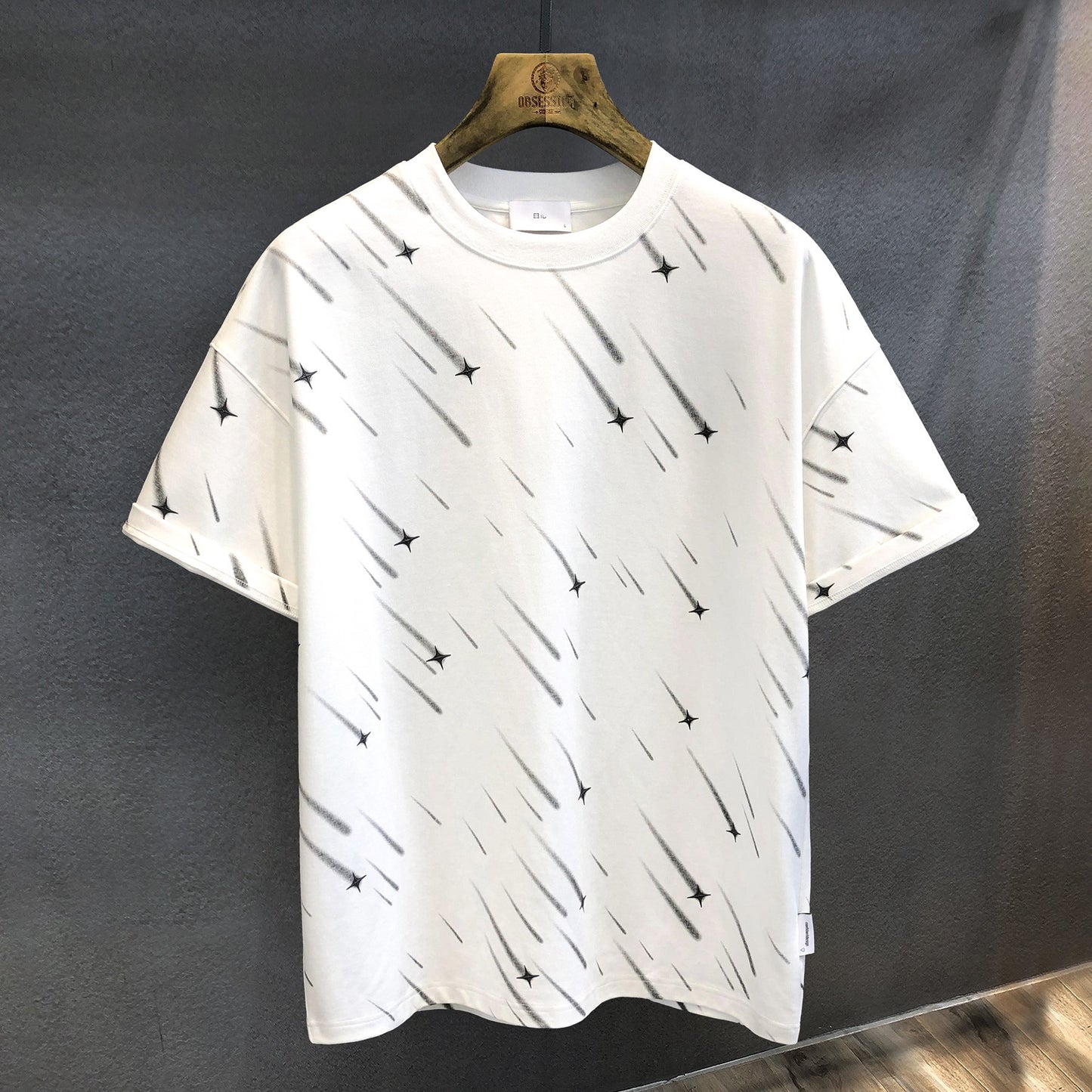 Shower Fully Printed Heavy Short-Sleeved T-Shirt Men's Summer Loose T-Shirt Couple