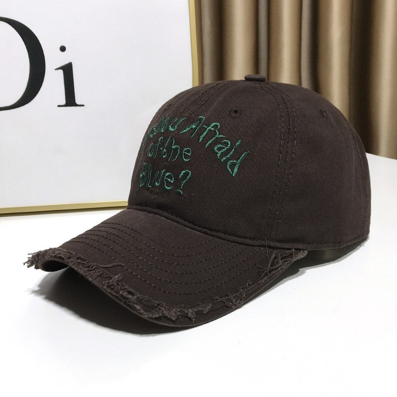 Soft top baseball cap letter distressed duckbill baseball cap