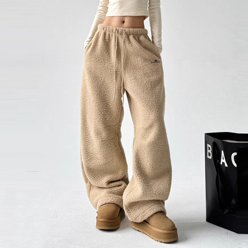 Polar fleece sweatpants women winter high waist casual warm pants