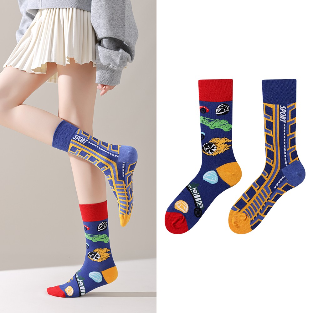 Trendy socks original men and women cartoon creative middle tube cotton socks