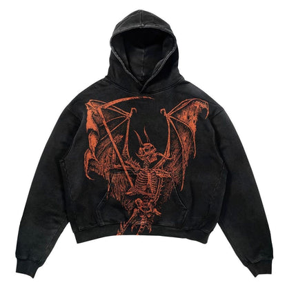 Oversize Ice Punk Design Printed Hip hop Hoodie Streetwear Gothic pullover