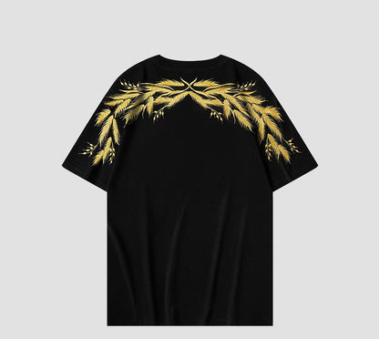 Wheat embroidery unisex T-shirt large size