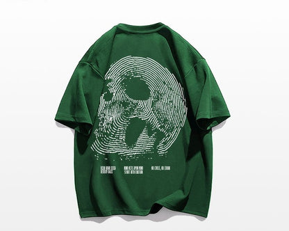 Oversize t-shirt vintage street hip-hop skull print cotton T-shirt