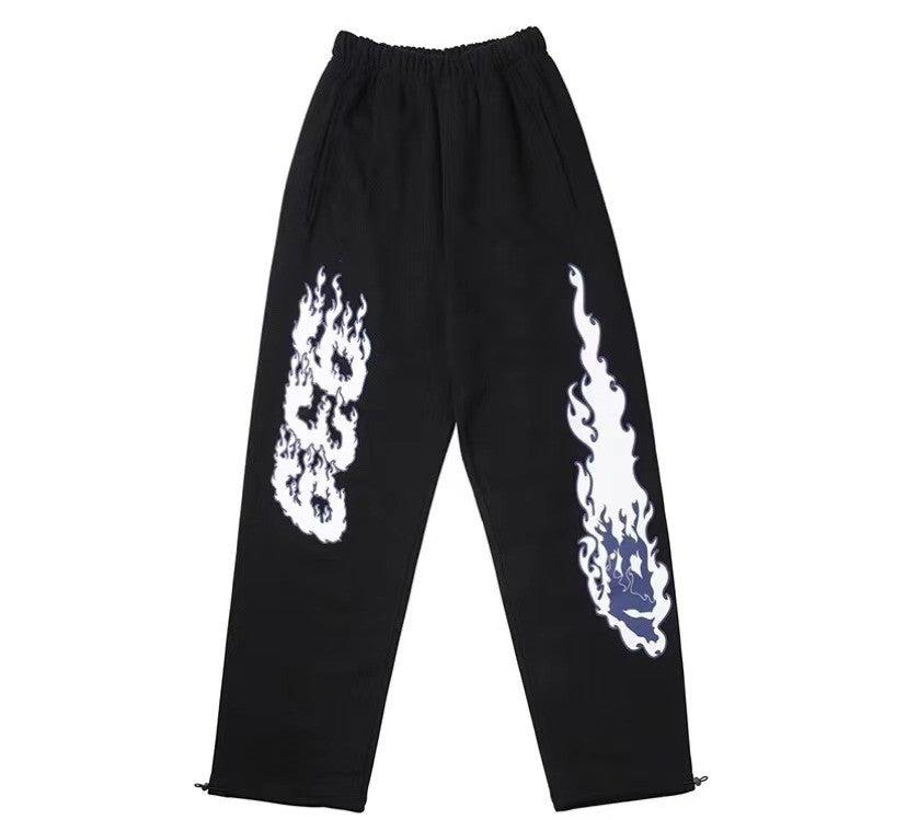 Unisex cartoon flame sports pants