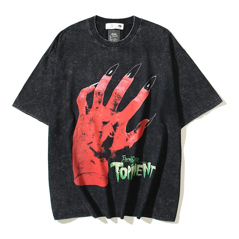 Casual T-shirts Hop Retro Hand Wash Cotton Half sleeved T-shirt