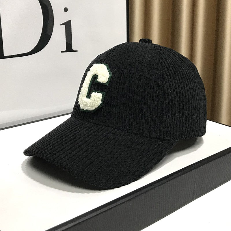 Corduroy peaked hat visor baseball cap