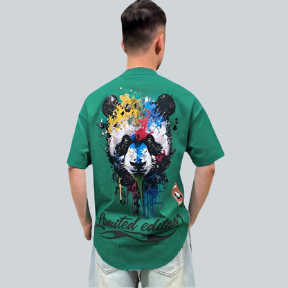 Panda pattern T-shirt unisex oversize printed short-sleeved camicia men's summer top