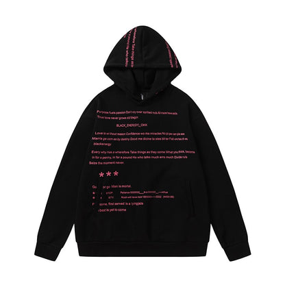 Early Hip Hop Unisex Letter Print Fashion Hoodies Loose Pullover