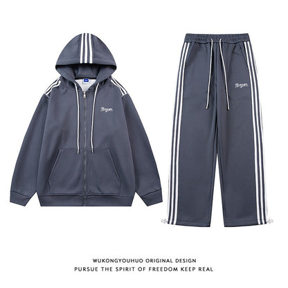 Pullover three-stripes sports and leisure hoodie suits couples fit