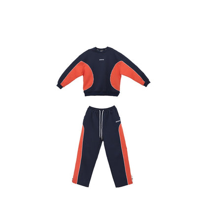 Orange and blue splicing suit women's hip-hop set