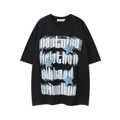 Original Personalized Smear Letter Round Neck T-shirt Oversize