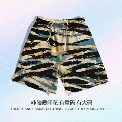 Leopard print dopamine men casual loose shorts beach pants