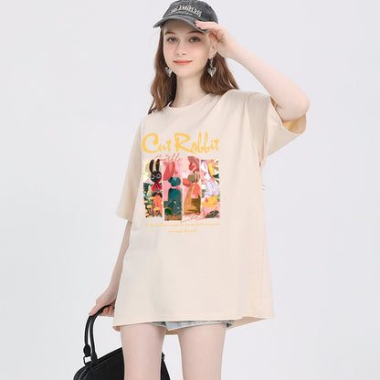 Rabbit t-shirt loose fit vintage top