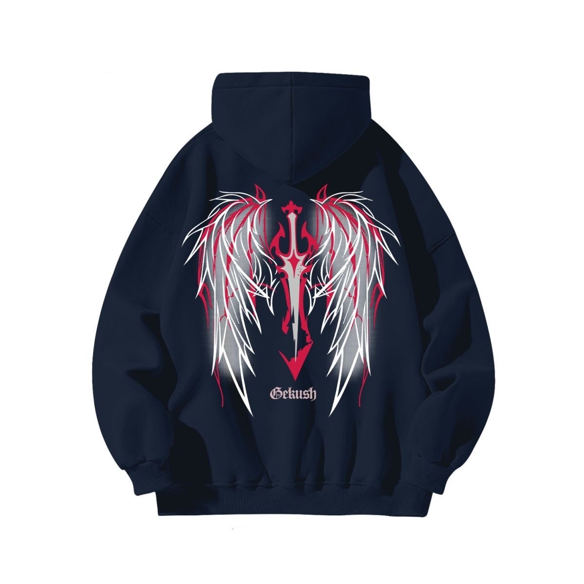 Street hiphop trendy wings printed pure cotton hoodie