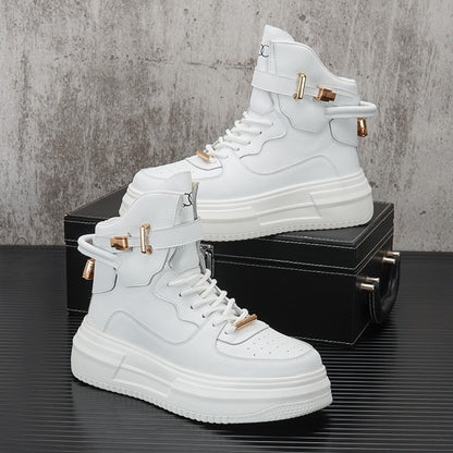 Weiße High-Top-Schuhe Herren Mid-Top-Stiefel