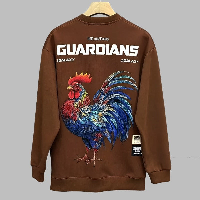 Sweatshirts big rooster pattern printed hoodies men's autumn round neck long-sleeved top