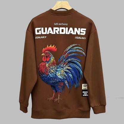 Sweatshirts big rooster pattern printed hoodies men's autumn round neck long-sleeved top