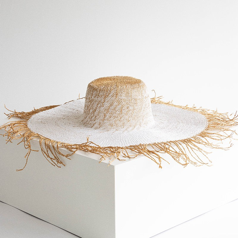 Hat woolen brimmed round top large brimmed woven straw hat for outdoor