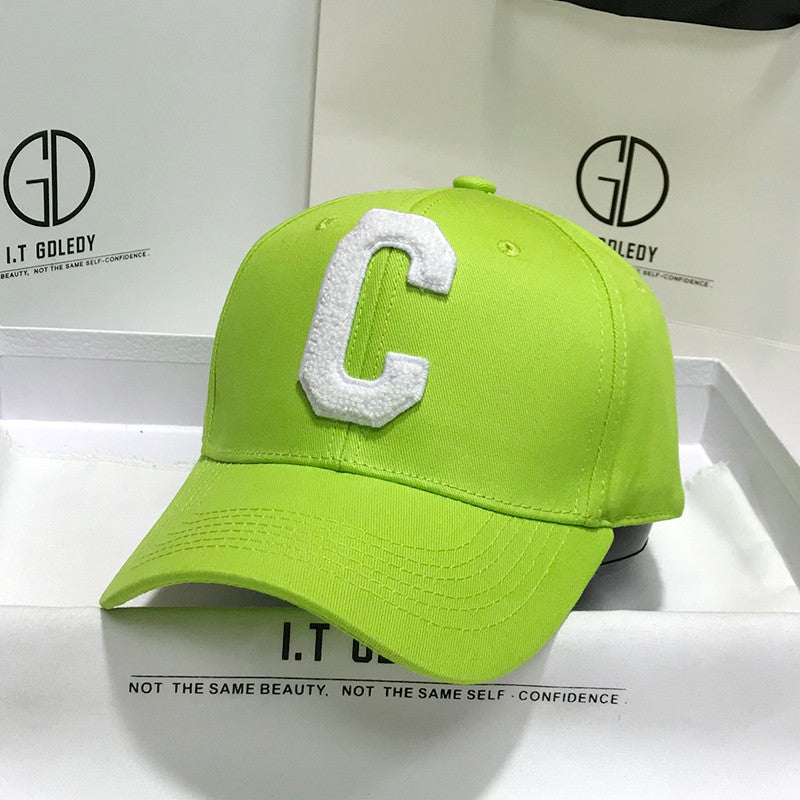 Fluorescent Green Hat C Letter Trendy Baseball Cap