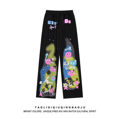 Dopamine Graffiti Casual Pants Women's Summer Wide Leg Pants