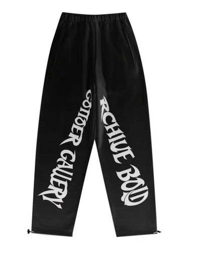 Joint unisex sports pants loose high-waisted wide-leg drawstring dance trousers