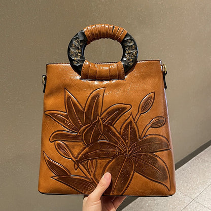 First-layer Chinese style solid wood handbag