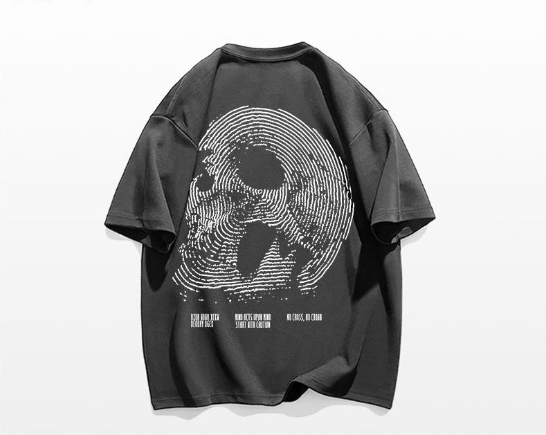 Oversize t-shirt vintage street hip-hop skull print cotton T-shirt