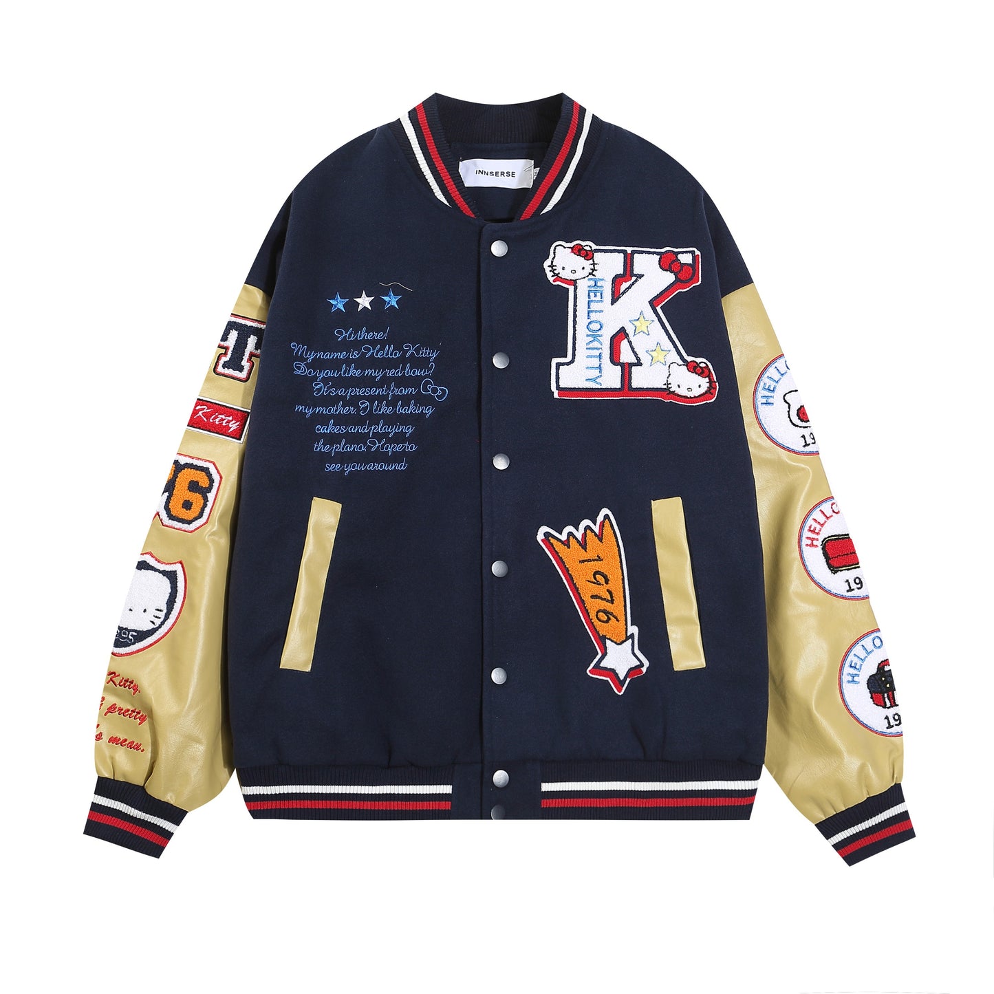 Embroidery unisex stitching baseball jacket loose fit