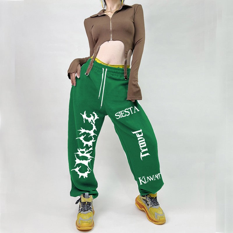 Street hip-hop style women sports pants