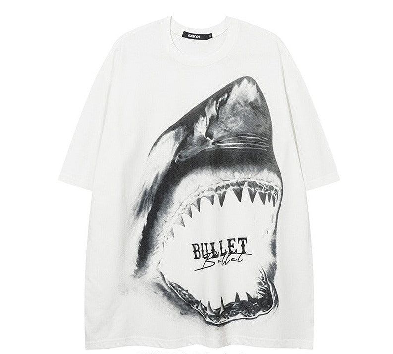 Shark vibe style T-shirt vintage round neck short sleeves t-shirts