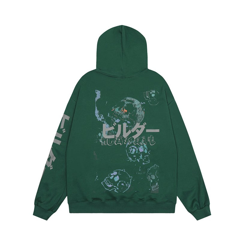 Dark Skull Unisex Printed Hoodie Oversize Couple Loose Fit