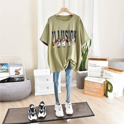 Lazy style pure cotton short-sleeved T-shirt