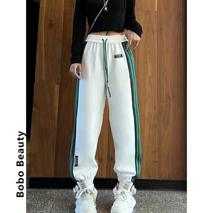 Harem pants sports side webbing sweatpants