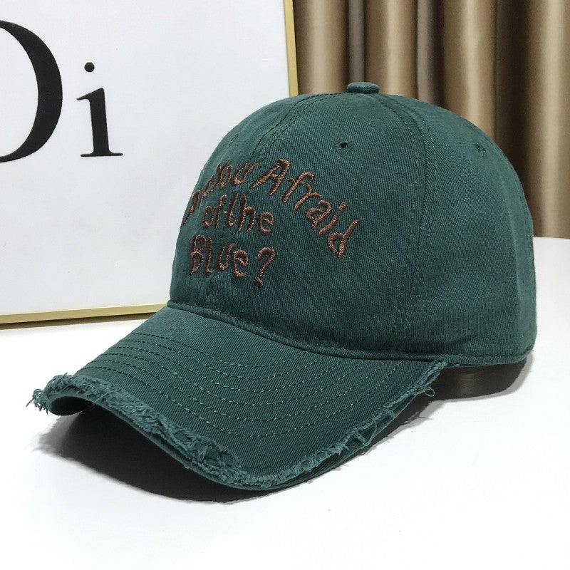 Soft top baseball cap letter distressed duckbill baseball cap