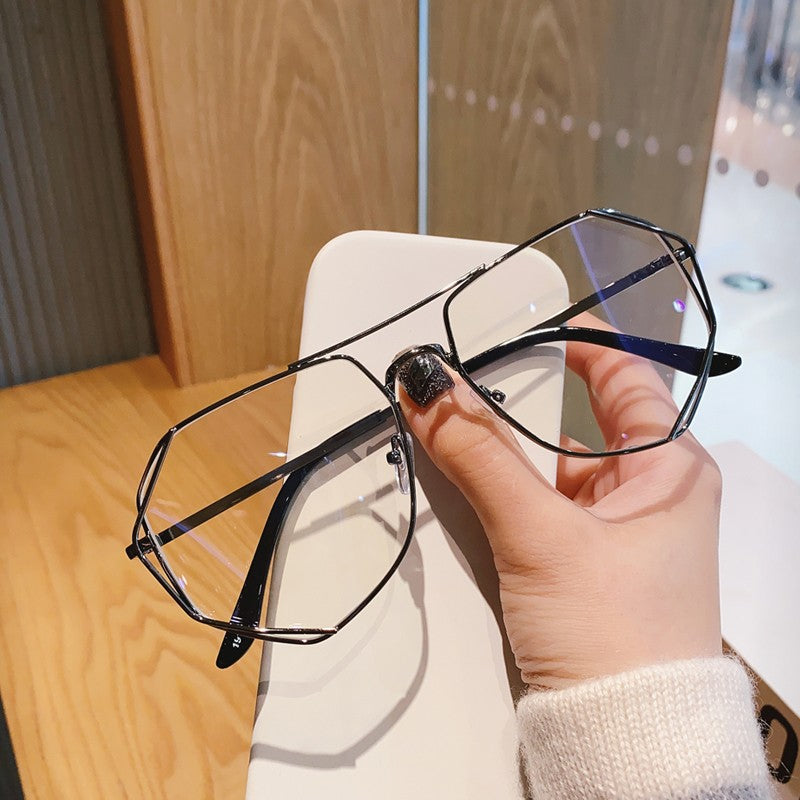 Black glasses metal hollow frames