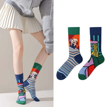 Trendy socks original men and women cartoon creative middle tube cotton socks