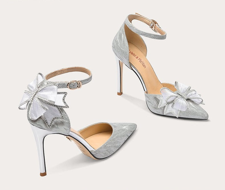 Spring Pointed Bow High Heel Sandals