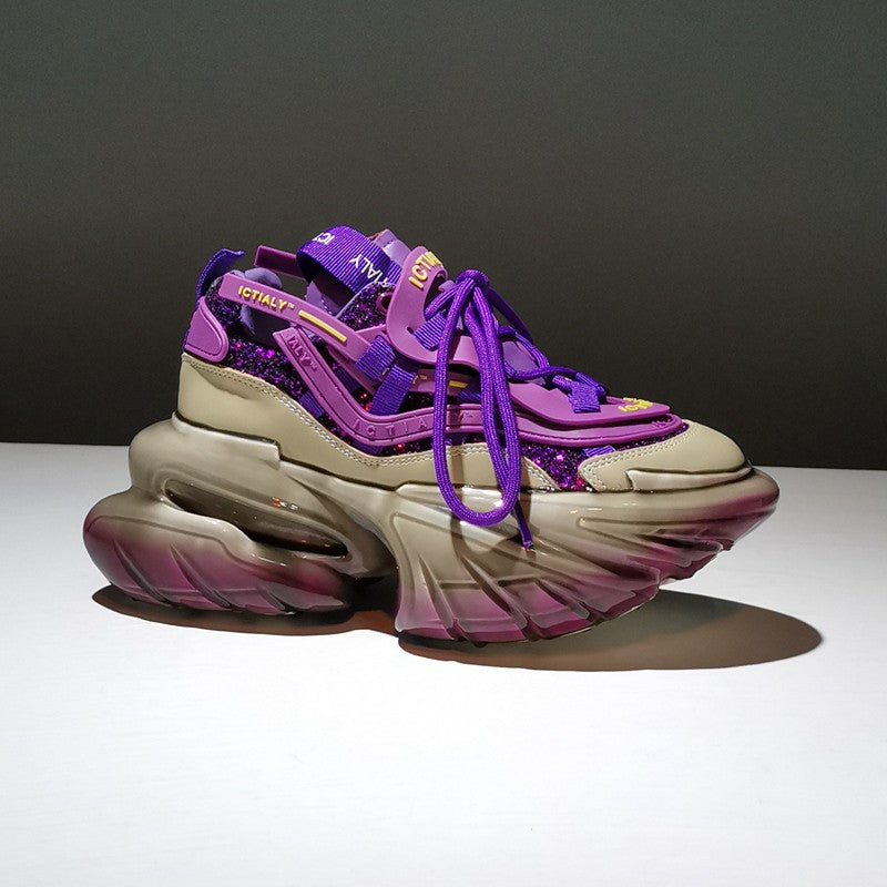 Purple leather rocking unisex sneaker shoes