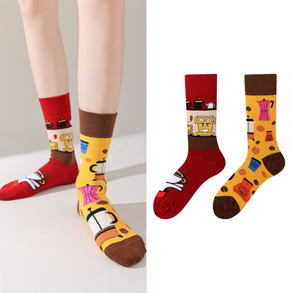 Trendy socks original men and women cartoon creative middle tube cotton socks