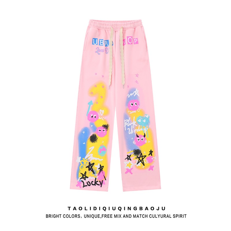 Dopamine Graffiti Casual Pants Women's Summer Wide Leg Pants