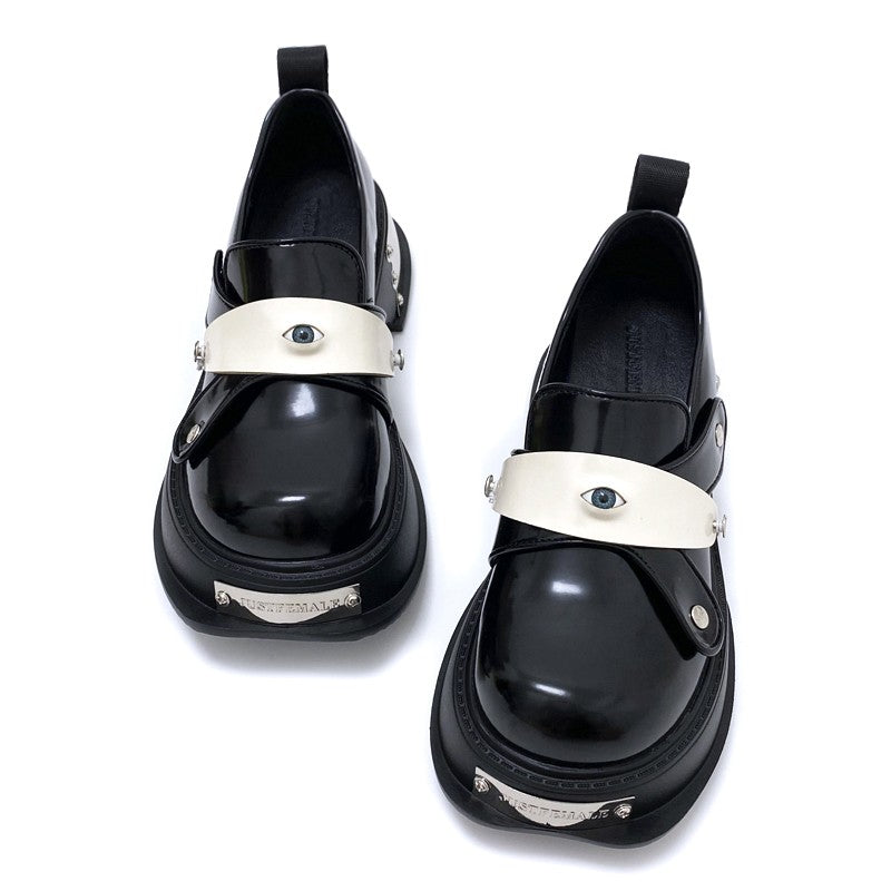 Round toe eye leather boots shoes for women