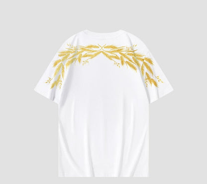 Wheat embroidery unisex T-shirt large size