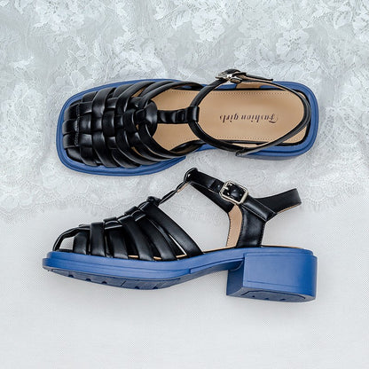 Little stature woven roman sandals for women