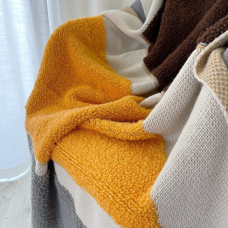 Coperta di colore a contrasto di alta qualità, coperta singola, coperta per ufficio, coperta per aria condizionata, copridivano, coperta, asciugamano lavorato a maglia