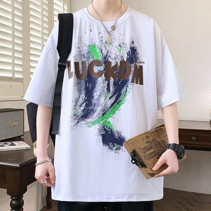 Tie-dyed T-shirt men in summe casual versatile tops