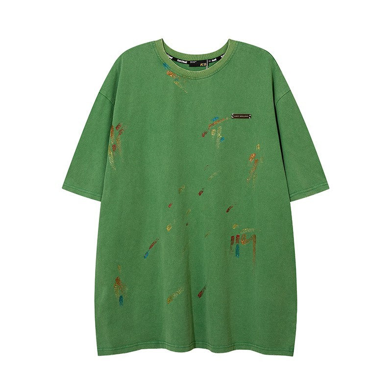 Hand-painted oversize short-sleeved unisex T-shirt