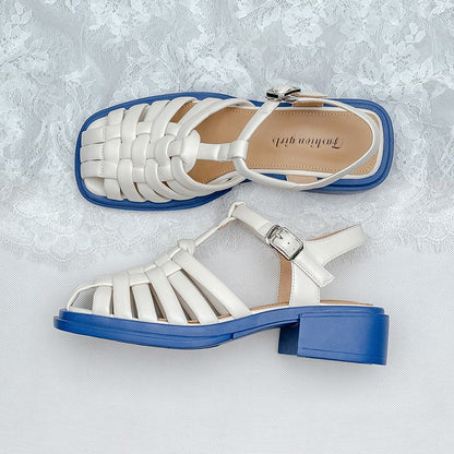 Little stature woven roman sandals for women