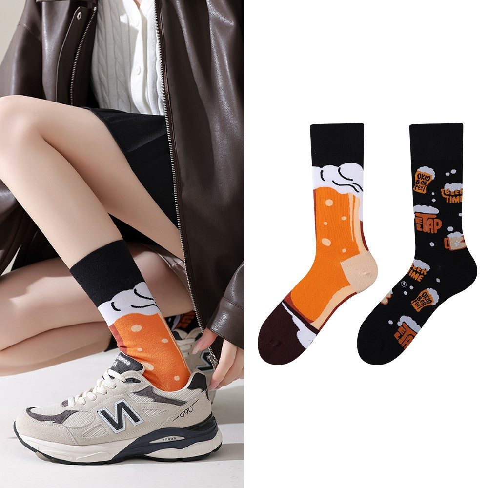 Trendy socks original men and women cartoon creative middle tube cotton socks