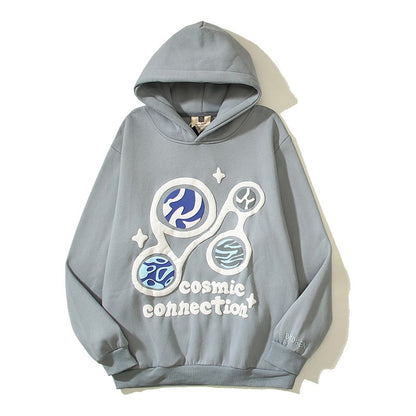 Foam graffiti hooded sweatshirt for men and women casual loose hoodie